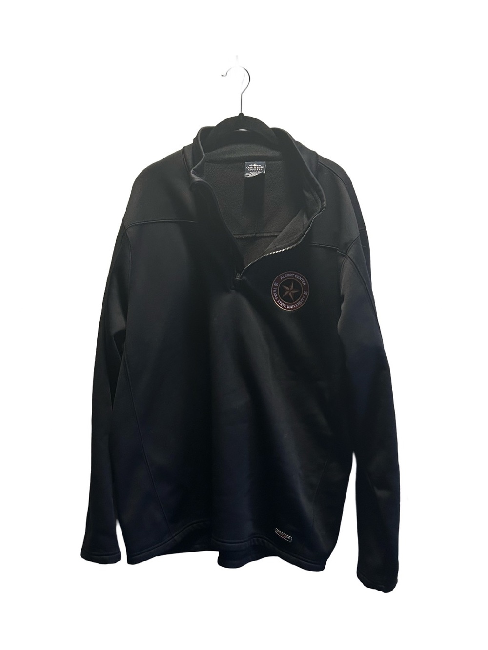 Black Quarter-Zip Pullover with Chest Patch